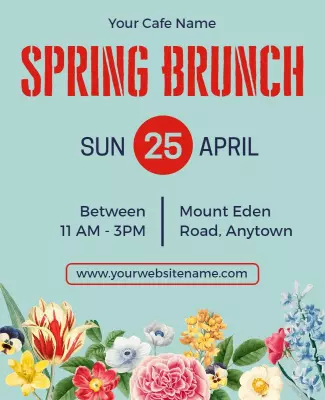 Spring Brunch Event with Floral Decor Flyer Template