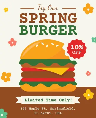 Spring Burger Promotion Flyer Template