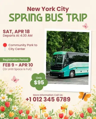 Spring Bus Trip Flyer Template