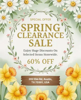 Spring Clearance Sale Discount Flyer Template