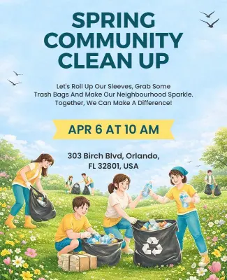 Spring Community Clean up Event Poster Template