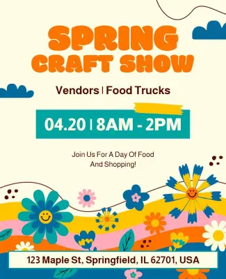Spring Craft Show with Vendors and Food Trucks Flyer Template