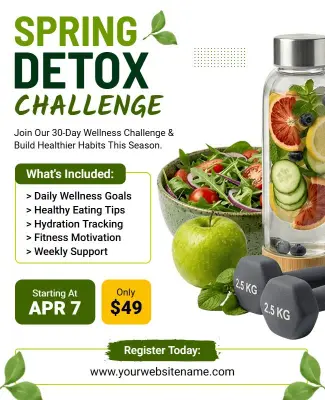 Spring Detox Challenge Wellness Flyer Template