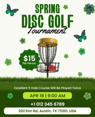 Spring Disc Golf Tournament Event Flyer Template
