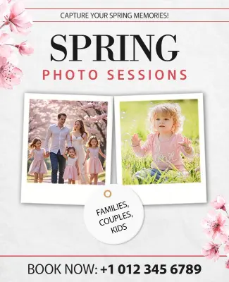 Spring Family Photo Sessions Promotion Flyer Template