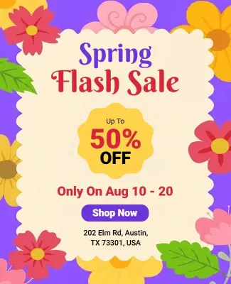Spring Flash Sale Discount Event Flyer Template
