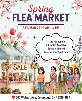 Spring Flea Market Event Poster Template