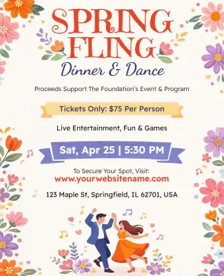 Spring Fling Dance and Dinner Flyer Template
