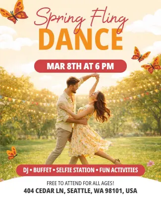 Spring Fling Dance Event Flyer Template