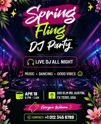 Spring Fling DJ Party Flyer Template