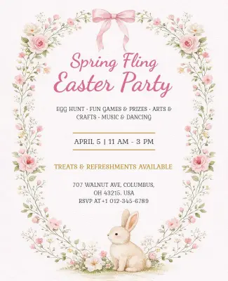 Spring Fling Easter Party Flyer Template