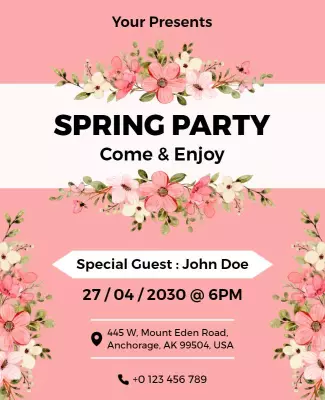 Spring Floral Celebration Party Flyer Template