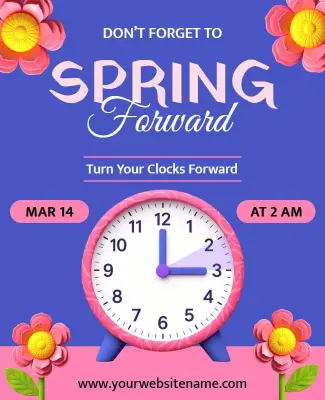 Spring Forward Daylight Saving Reminder Poster Template