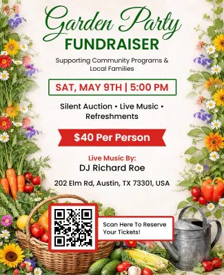 Spring Garden Party Fundraiser Celebration Poster Template