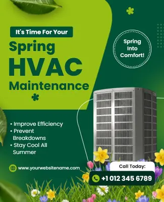 Spring HVAC System Maintenance Promotion Poster Template