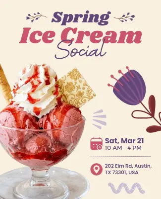 Spring Ice Cream Social Event Flyer Template
