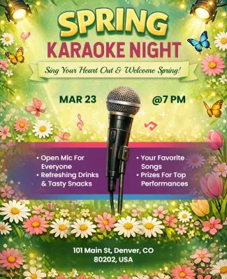 Spring Karaoke Night Event Flyer Template