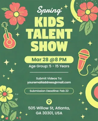 Spring Kids Talent Show Announcement Flyer Template