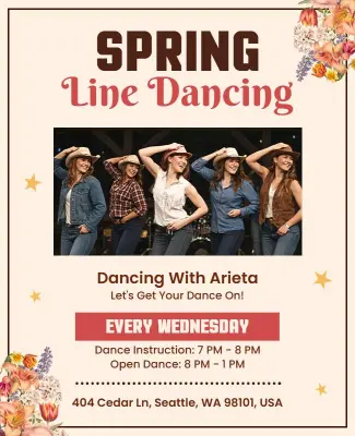 Spring Line Dancing Event Poster Template