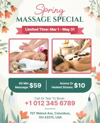 Spring Massage Special Promotion Flyer Template