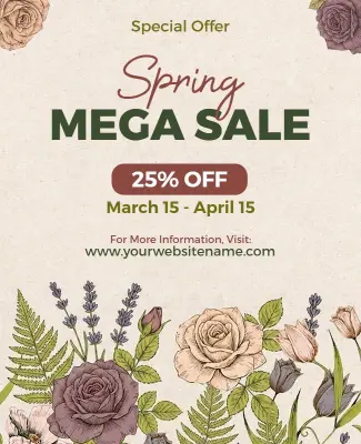 Spring Mega Sale Discount Flyer Template