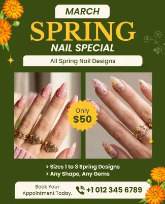 Spring Nail Design Special Offer Poster Template