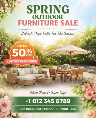Spring Outdoor Furniture Sale Promotion Flyer Template