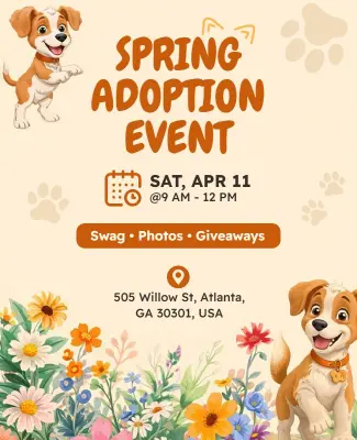 Spring Pet Adoption Event Flyer Template