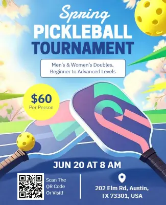 Spring Pickleball Tournament Event Flyer Template