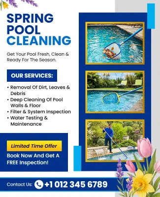 Spring Pool Cleaning Service Promotion Flyer Template