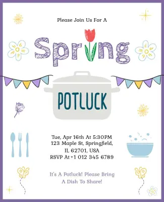 Spring Potluck Gathering Invitation Flyer Template