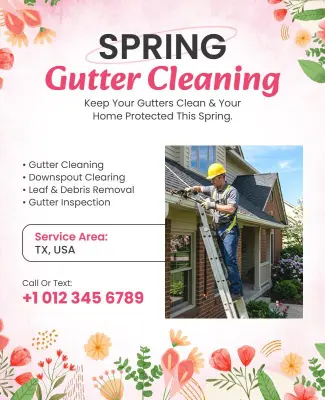 Spring Residential Gutter Cleaning Service Flyer Template
