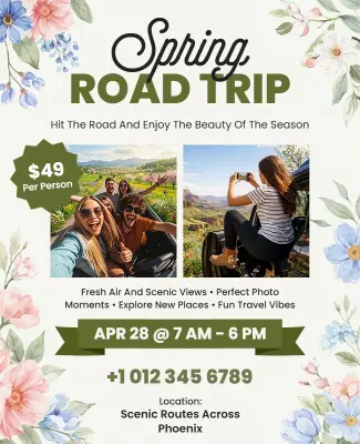 Spring Road Trip Adventure Flyer Template