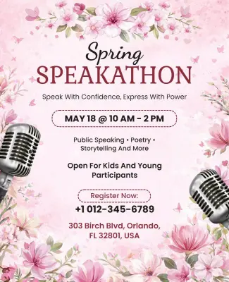 Spring Speakathon Public Speaking Event Flyer Template