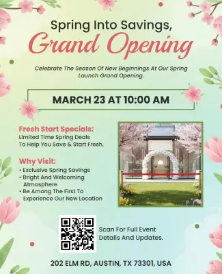 Spring Store Grand Opening Announcement Flyer Template