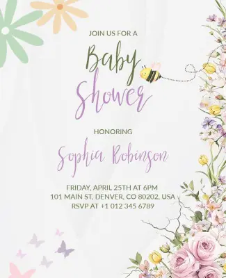 Spring Theme Baby Shower Invitation Flyer Template