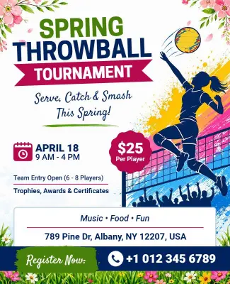 Spring Throwball Tournament Flyer Template