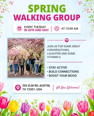 Spring Walking Group Event Poster Template