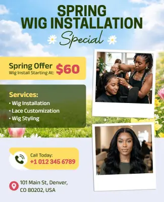 Spring Wig Installation Special Service Flyer Template