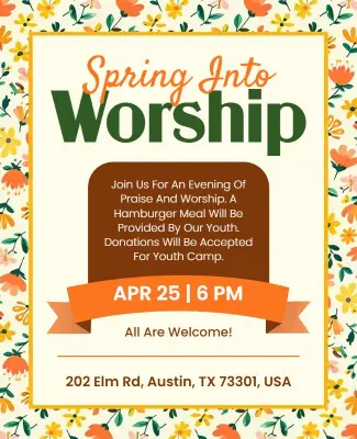 Spring Worship Event Invitation Flyer Template