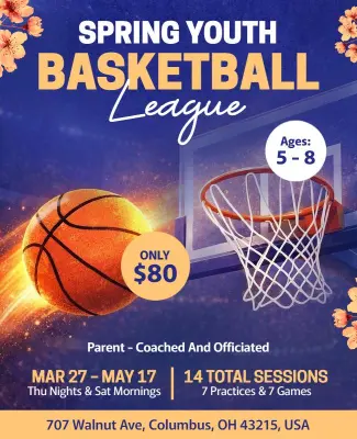Spring Youth Basketball League Event Poster Template