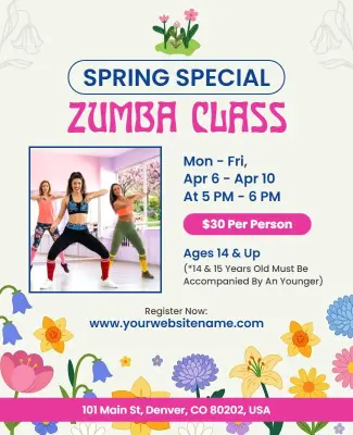 Spring Zumba Fitness Class Flyer Template