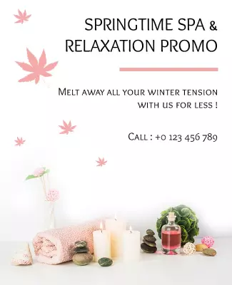 Springtime Relaxation Spa Promotion with Soft Pastel Colors Poster Template