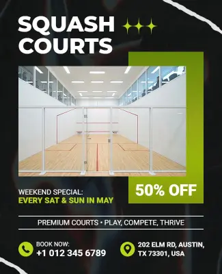 Squash Courts Discount Offer Flyer Template