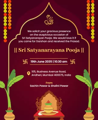 Sri Satyanarayan Pooja Invitation Flyer Template
