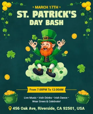 Cheerful Green Irish Celebration for St. Patrick's Day Flyer Template