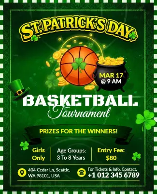 St. Patrick's Day Basketball Tournament Flyer Template