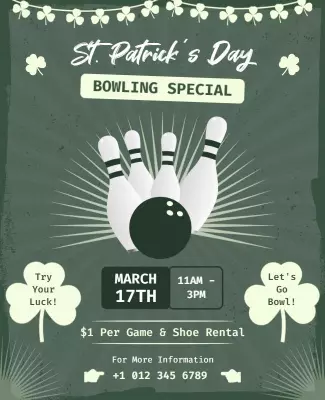 St Patricks Day Bowling Special Flyer Template