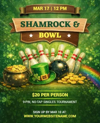St. Patrick's Day Bowling Tournament Flyer Template