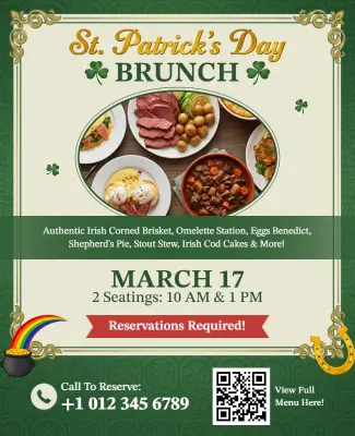 St. Patrick's Day Brunch Celebration Flyer Template